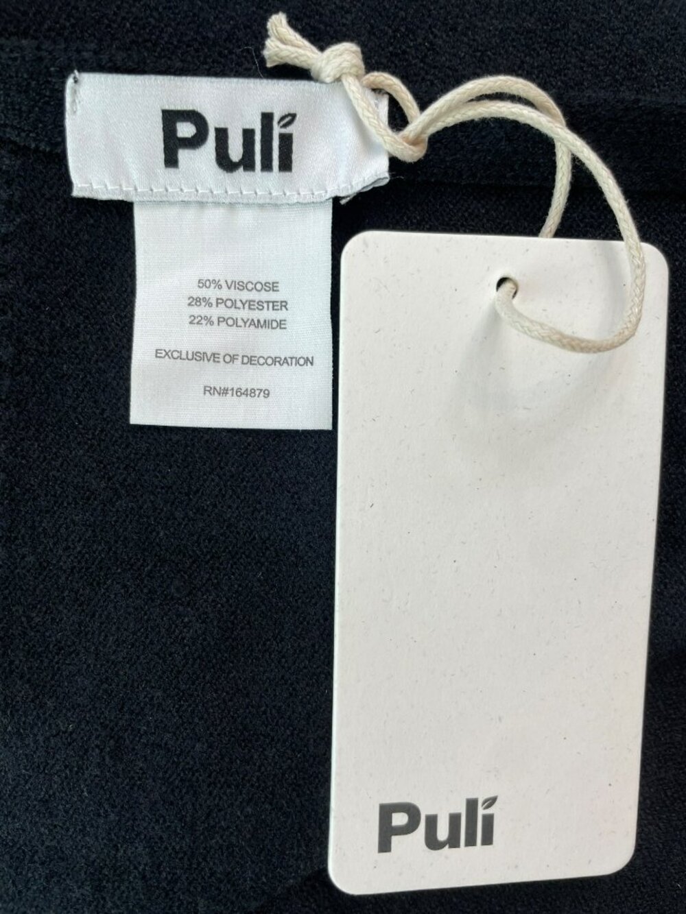 Puli Scarf Viscose Solid Black Viscose Large O/S BRAND NEW W/TAGS - Picture 5 of 5